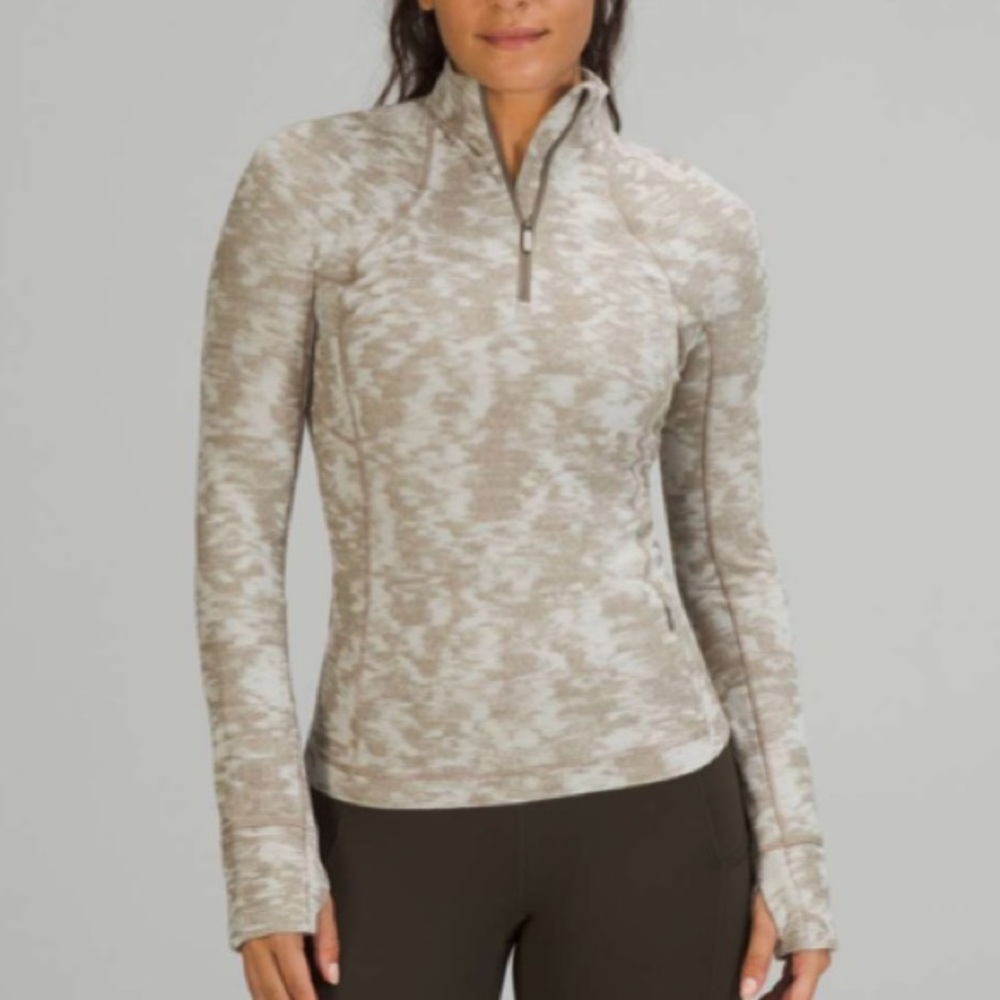 Lululemon Its Rulu Run Half-Zip in Data Rush Mini Jacquard White Opal Rover